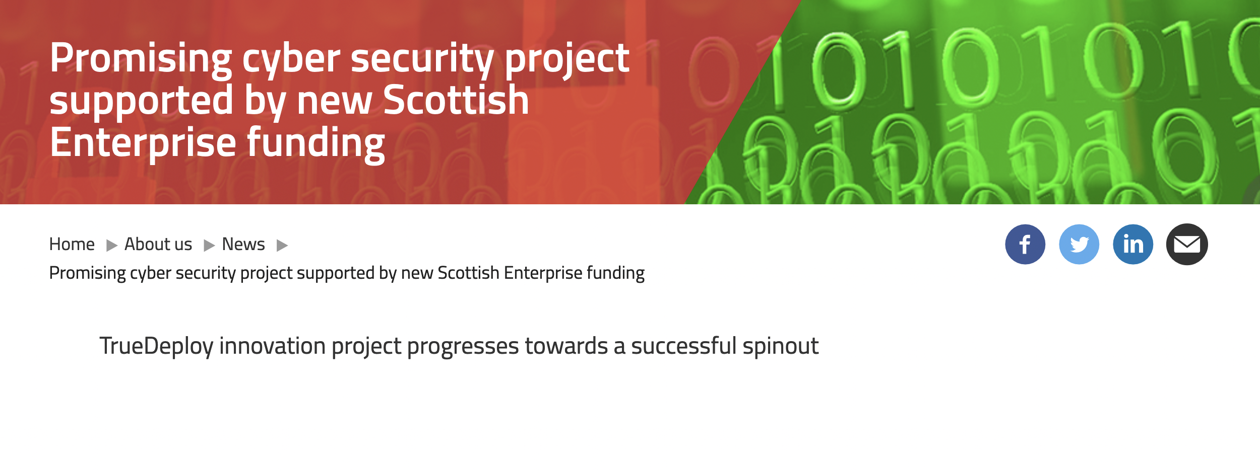 Promising cyber security project supported by new Scottish Enterprise funding